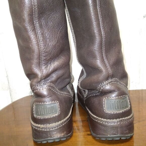 FitFlop Superboot Brown Tall Leather Boot Size 10 - Picture 10 of 15